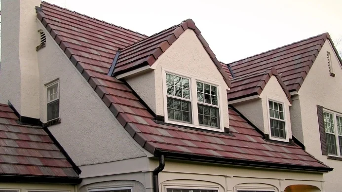 A home with a newly installed tile roof